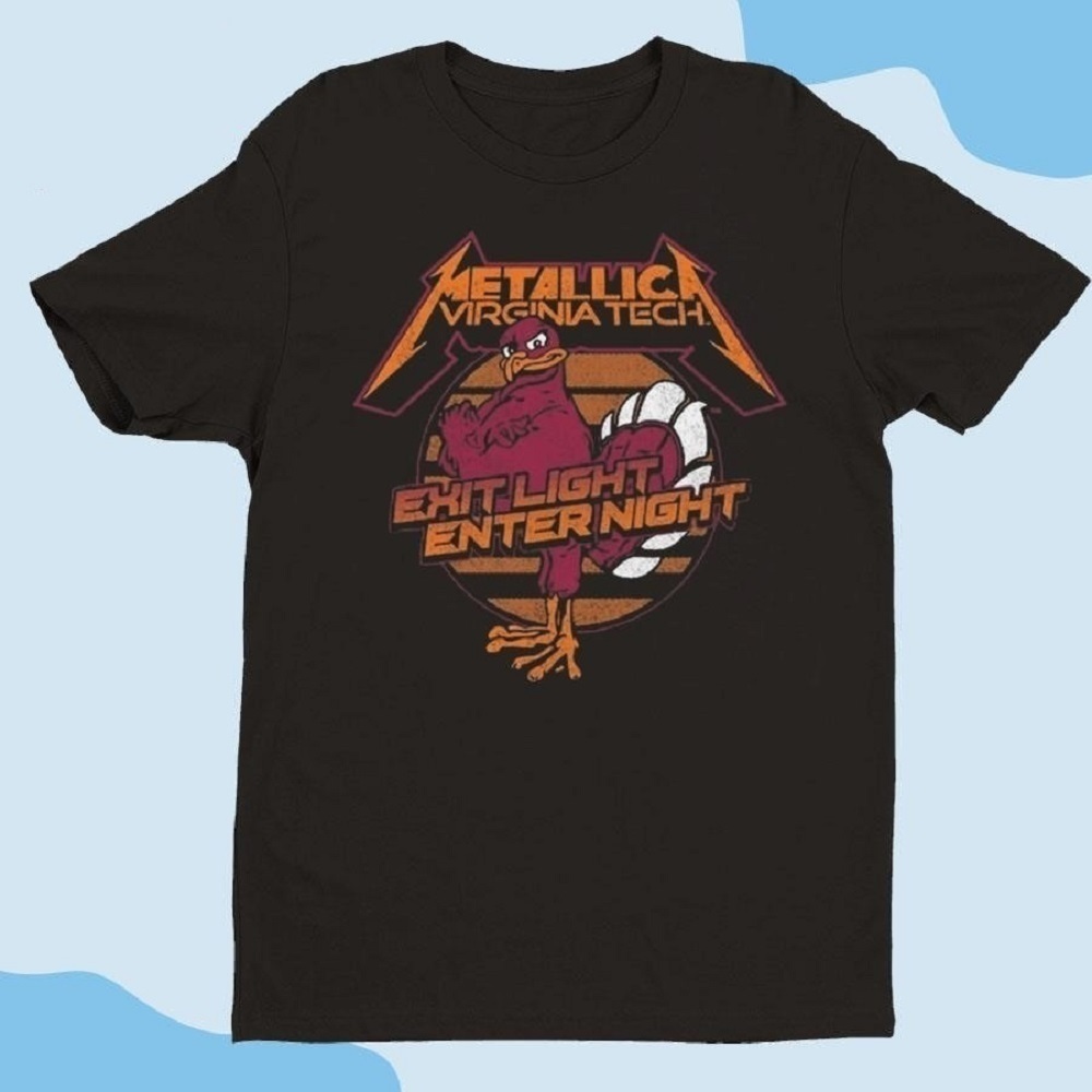 Virginia Tech Hokies Metallica Exit Light Enter Night Tshirt